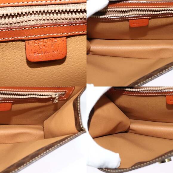 CELINE Macadam Canvas Hand Bag Pvc Leather Brown Gold - Picture 12 of 13